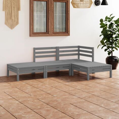 4 Piece Garden Lounge Set Grey Solid Pinewood vidaXL