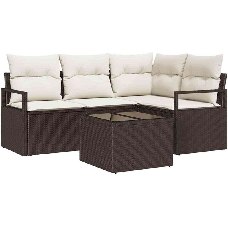 Vidaxl - Garden Sofa Set With Cushion With Storage 5 Pcs Brown, Cream