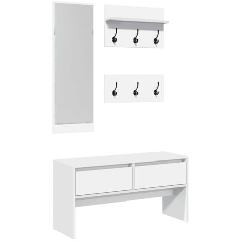 4 Piece Hallway Furniture Set White Engineered Wood vidaXL