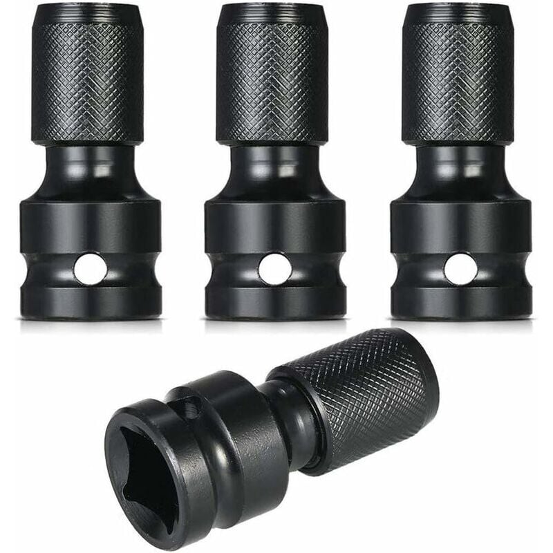 4 Piece Hex Shaft Adapter 1/2 Square Drive to 1/4 Hex Shaft Socket Adapter Ratchet Wrench Quick Release Converter Screwdriver Bit Holder