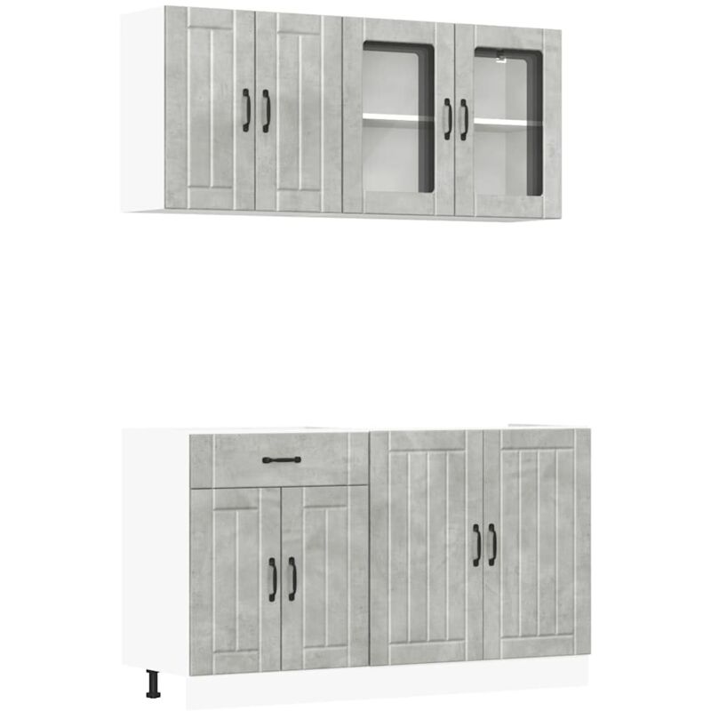 Vidaxl - 4 Piece Kitchen Cabinet Set Lucca Concrete Grey Engineered Wood