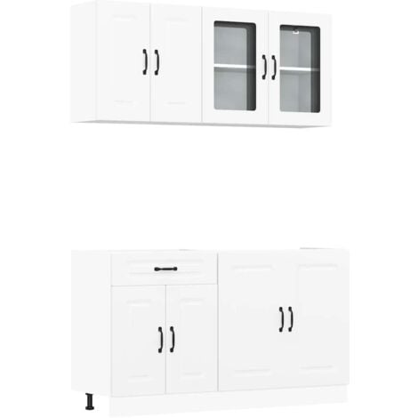 4 Piece Kitchen Cabinet Set Kalmar White Engineered Wood vidaXL