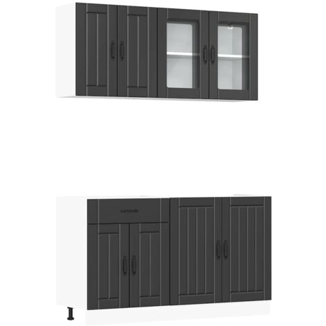 4 Piece Kitchen Cabinet Set Lucca Black Engineered Wood vidaXL