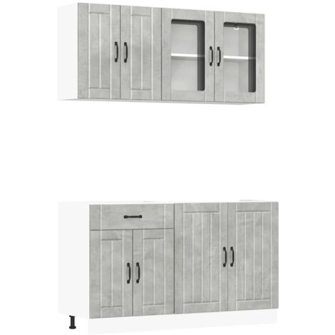 4 Piece Kitchen Cabinet Set Lucca Concrete Grey Engineered Wood vidaXL