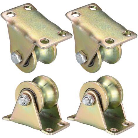 4 Piece Lifting Pulley U Groove Caster Wheel Throat Pulleys Cable For Ropes Rail Gate Slide