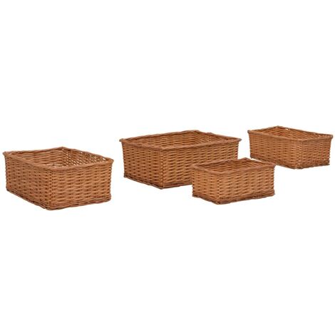 4 Piece Nesting Basket Set Brown Willow vidaXL