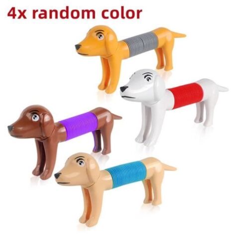 4 Piece Novelty Spring Dog Burst Tube Sensory Toy Adult Children's Crush Resistant Toy Gift