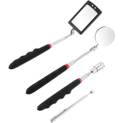 4-Piece Pickup Swivel Inspection Mirror Automotive Repair Tool Supplies Magnetic Telescopic Flexible Suction Rod