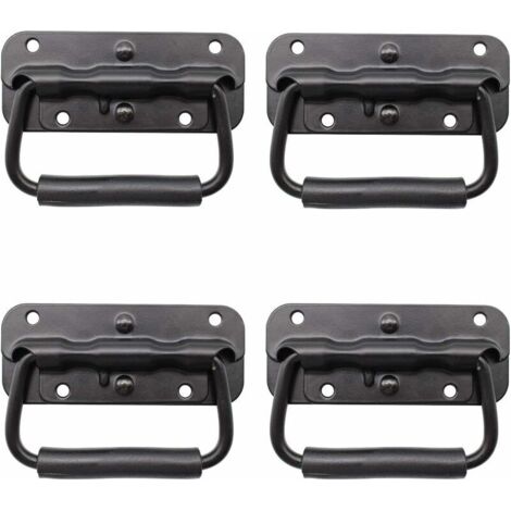 4 Pièce Poignée de Flight Case, Poignée à Ressort de Boîte à Outils, Traction Poignée Pliante à Ressort, Poignée Pliante, Poignée de Boîte à Ressort, Handle Replacement for Toolbox or Storage Box