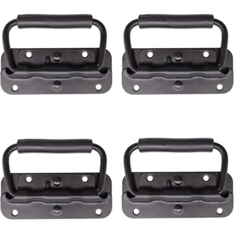 4 Pièce Poignée de Flight Case, Poignée à Ressort de Boîte à Outils, Traction Poignée Pliante à Ressort, Remplacement et Installation de la Poignée pour Boîtes à Outils ou Boîtes de Rangement