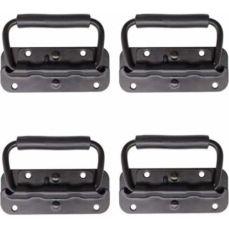 4 Pièce Poignée de Flight Case, Poignée à Ressort de Boîte à Outils, Traction Poignée Pliante à Ressort, Remplacement et Installation de la Poignée pour Boîtes à Outils ou Boîtes de Rangement