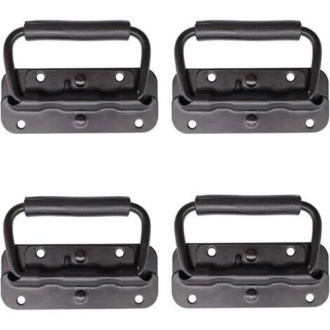 4 Pièce Poignée de Flight Case, Poignée à Ressort de Boîte à Outils, Traction Poignée Pliante à Ressort, Remplacement et Installation de la Poignée pour Boîtes à Outils ou Boîtes de Rangement