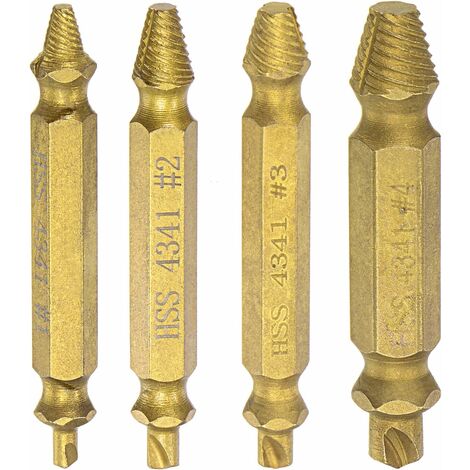 4 Piece Puller Set，Damaged Screw Extractor Kit and Stripped Screw Extractor Kit. It's a Hassle-Free Broken Bolt Puller and Screw Remover Set -Gold