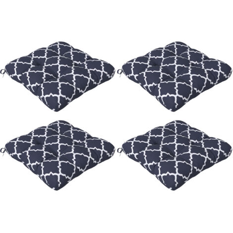4-Piece Seat Cushion Pillows Replacement, Patio Chair Cushions Set with Ties for Indoor Outdoor, Blue