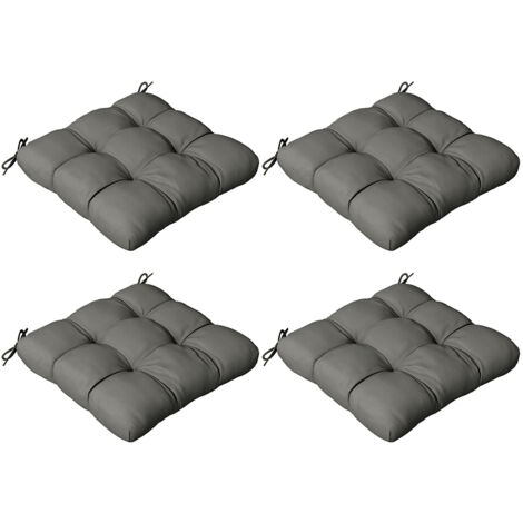 4-Piece Seat Cushion Pillows Replacement, Patio Chair Cushions Set with Ties for Indoor Outdoor, Charcoal Grey
