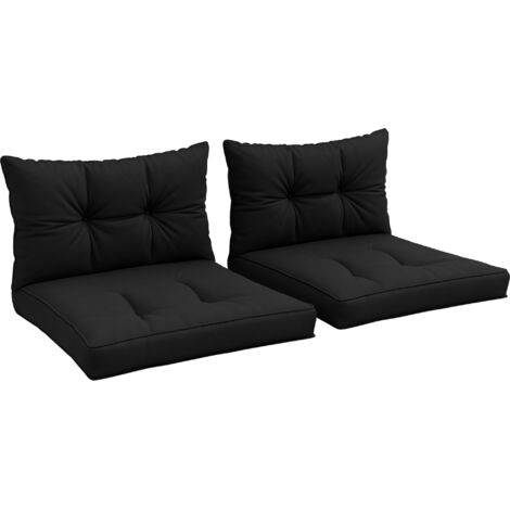 4-Piece Seat Cushions Back Pillows Replacement, Patio Chair Cushions Set for Indoor Outdoor, Black