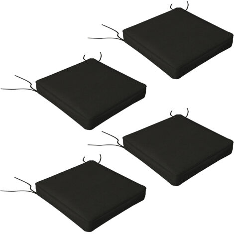 4-Piece Seat Cushions Pillow Replacement, Patio Chair Cushions Set with Ties for Indoor Outdoor, Black