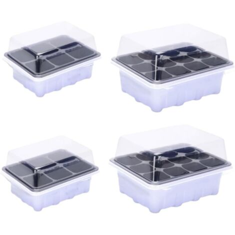4-Piece Seed Tray Set with Transparent Lids, Growing Trays and Cells, Lightweight Germination Box for Gardening and Seed Propagation