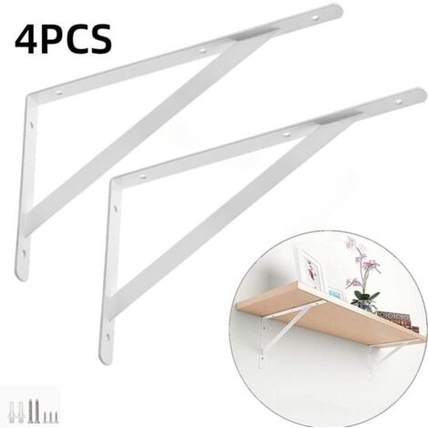 4-Piece Set - Shelf Brackets - Storage Racks - Metal Brackets - Bookshelf Support Frames - Shelf Support Frames - Suitable for bookshelves, cabinets, furniture shelves, and mounting shelves - White - 