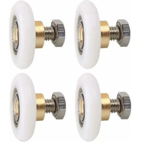 4-Piece Shower Door Roller Set, 23mm, Replacement Wheels for Shower Doors, Grooved Shower Door Rollers with Screws, Diameter