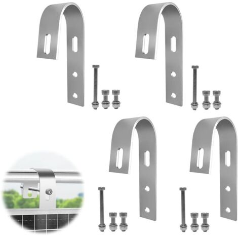 4-Piece Solar Panel Mounting Hooks, Solar Panel Brackets, Stainless Steel Hooks for Railings, for Balcony Solar Installation