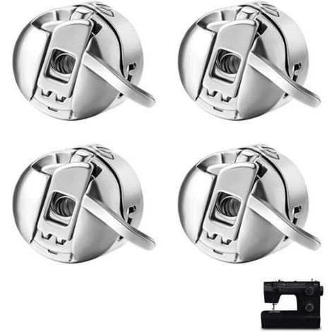 4-piece stainless steel bobbin case for sewing machines, universal front-loading metal bobbin case, class 15, replacement accessory
