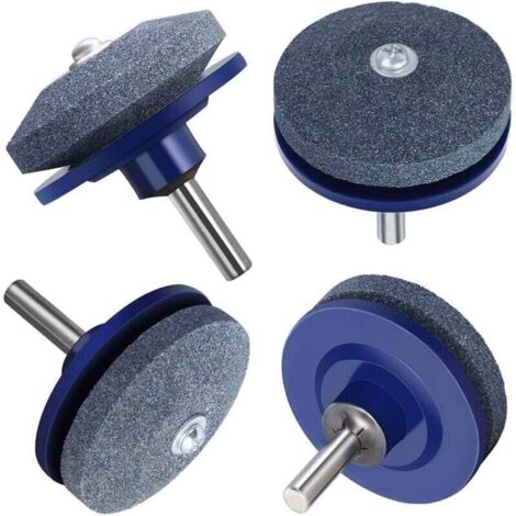4 Pièce Tondeuse à gazon Affûteur de lame Pour le pouvoir Perceuse à main Percer Outil de jardin - Bleu Ikodm