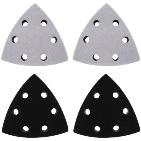 4 Pièce Triangulaire Tampon de Ponceuse de Remplacement, 90 x 90 x 90 mm Tampon de Remplacement de Ponceuse, 6 Trous Triangles Ponceuses de Tampon de Remplacement(Noir)