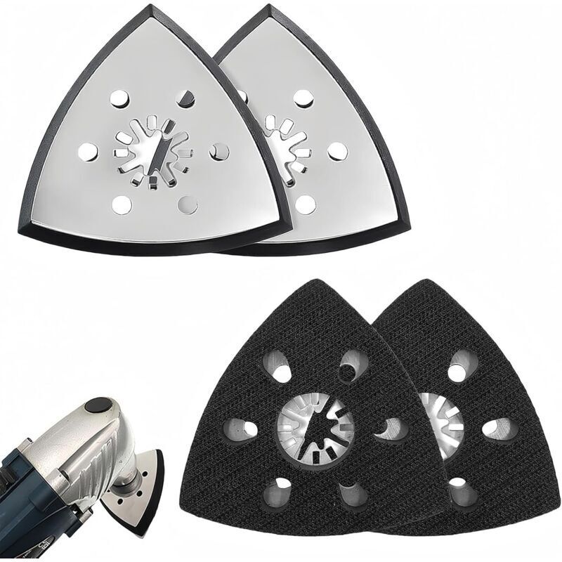 4-Piece Triangular Sanding Pad Set, Triangle Sanding Pad, Multi-Purpose Sanding Pad, Multi-Purpose Tool Accessory, for Wood, Metal, Hard Plastic,