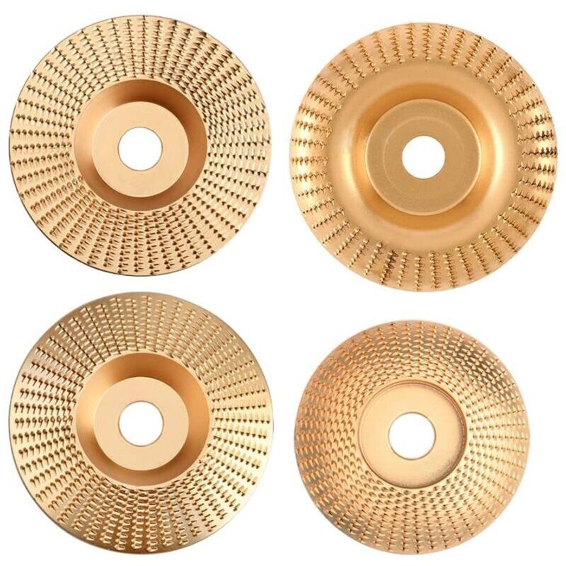 4-Piece Tungsten Carbide Wood Grinding Disc Set for Shaping, Grinding and Cutting - Compatible with 115mm or 125mm Angle Grinders