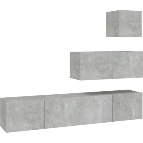 4 Piece TV Cabinet Set Concrete Grey Engineered Wood vidaXL