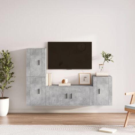 4 Piece TV Cabinet Set Concrete Grey Engineered Wood vidaXL