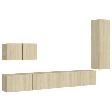 4 Piece TV Cabinet Set Sonoma Oak Engineered Wood vidaXL