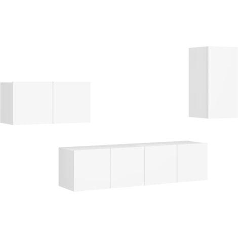 4 Piece TV Cabinet Set White Engineered Wood vidaXL