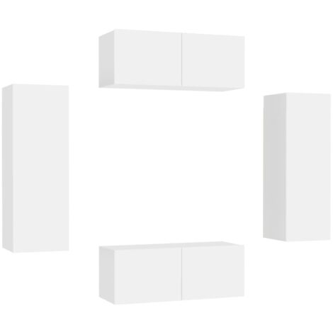 4 Piece TV Cabinet Set White Engineered Wood vidaXL