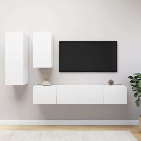 4 Piece TV Cabinet Set White Engineered Wood vidaXL