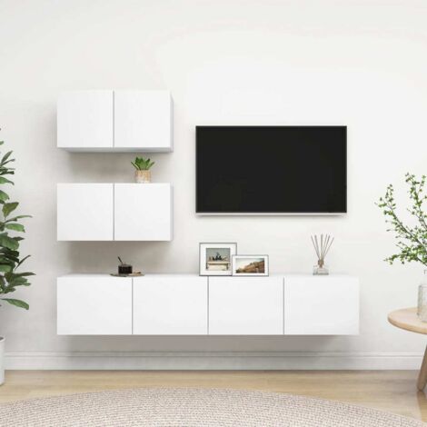 4 Piece TV Cabinet Set White Engineered Wood vidaXL