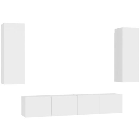 4 Piece TV Cabinet Set White Engineered Wood vidaXL