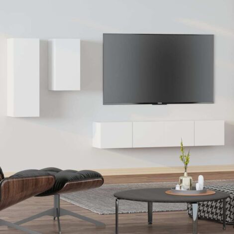 4 Piece TV Cabinet Set White Engineered Wood vidaXL