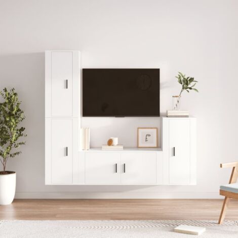 4 Piece TV Cabinet Set White Engineered Wood vidaXL