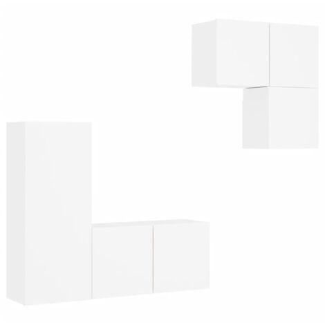 4 Piece TV Wall Units White Engineered Wood vidaXL