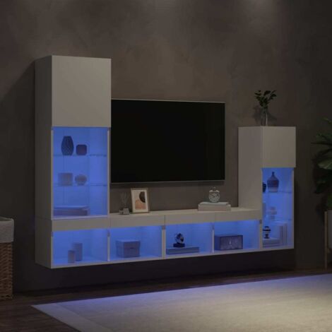 4 Piece TV Wall Units with LED White Engineered Wood vidaXL