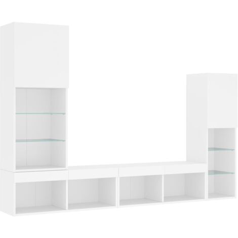 4 Piece TV Wall Units with LED White Engineered Wood vidaXL