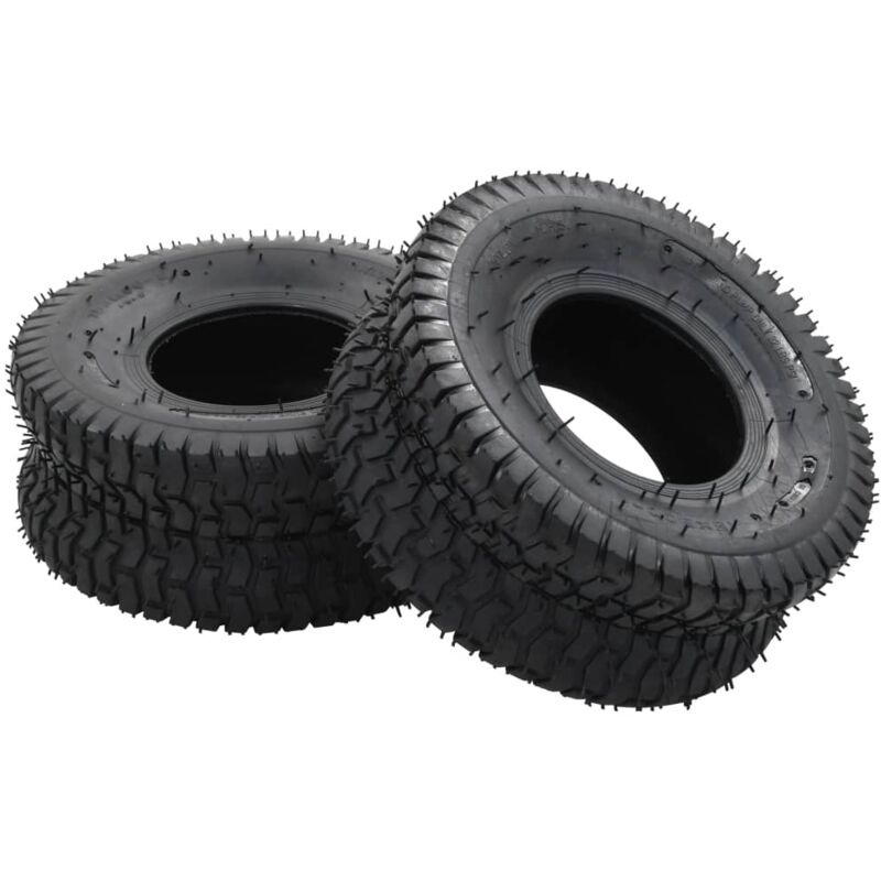 4 Piece Wheelbarrow Tire and Inner Tube Set 15x6.00-6 4PR Rubber