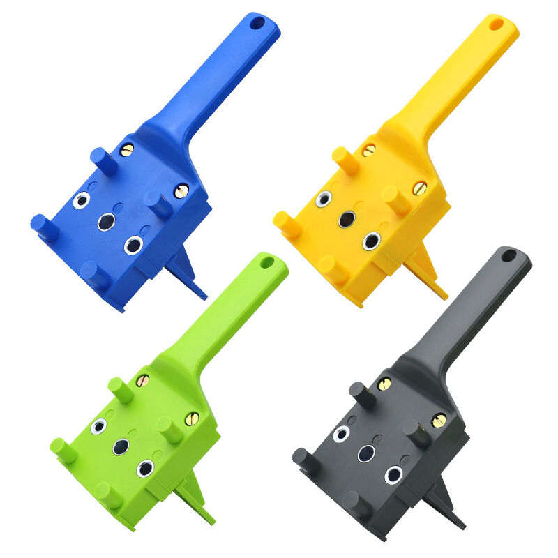 4 Piece Woodworking Straight Hole Locator ABS Plastic Hole Punch Handheld Board Connection Drilling Locator