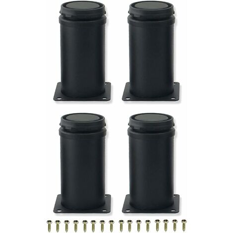 4 pièces 10 cm Noir en Acier Inoxydable réglable en métal Pieds de Meubles pour Armoire Pieds de Table canapé Pieds Meubles Pied de Remplacement,Noir,10cm