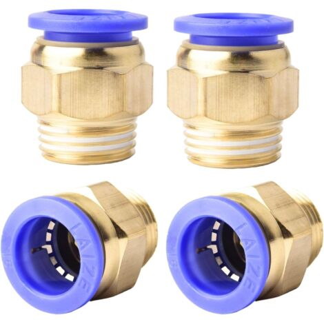 4 pièces 10 mm 1/2′′PT filetage extérieur droit Push to Connect Raccords de tube à emboîter pneumatique connecteur rapide PC PC16-1/2"