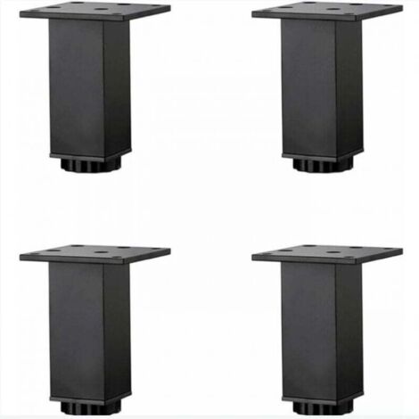 4 Pièces (10cm/3.9in)Pieds de Meubles en Alliage D'aluminium Réglables en Hauteur,Pieds de Table Basse de Canapé,Pieds D'armoire de Salle de Bain de Lavabo,Noir Mat,avec Vis