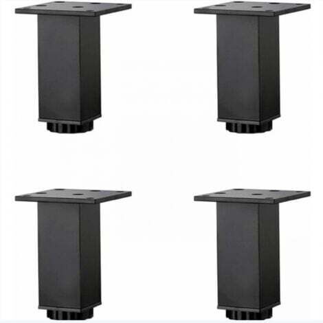 4 Pièces (10cm/3.9in)Pieds de Meubles en Alliage D'aluminium Réglables en Hauteur,Pieds de Table Basse de Canapé,Pieds D'armoire de Salle de Bain de Lavabo,Noir Mat,avec Vis
