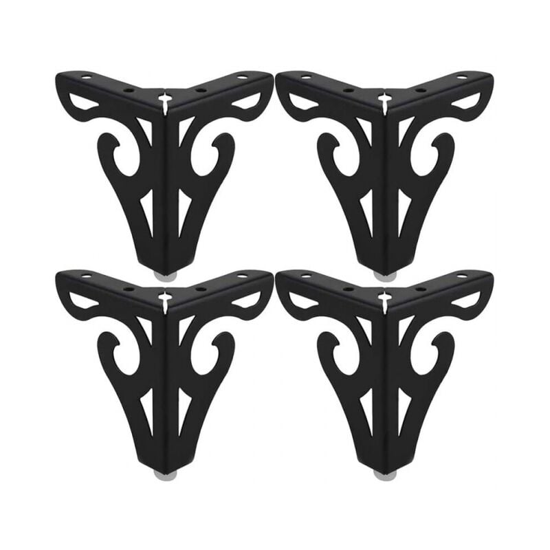 Cyslmuk - 4 Pièces 10cm - Noir Pieds de TableStyle Européen Pied de Meuble en Fer avec Vis